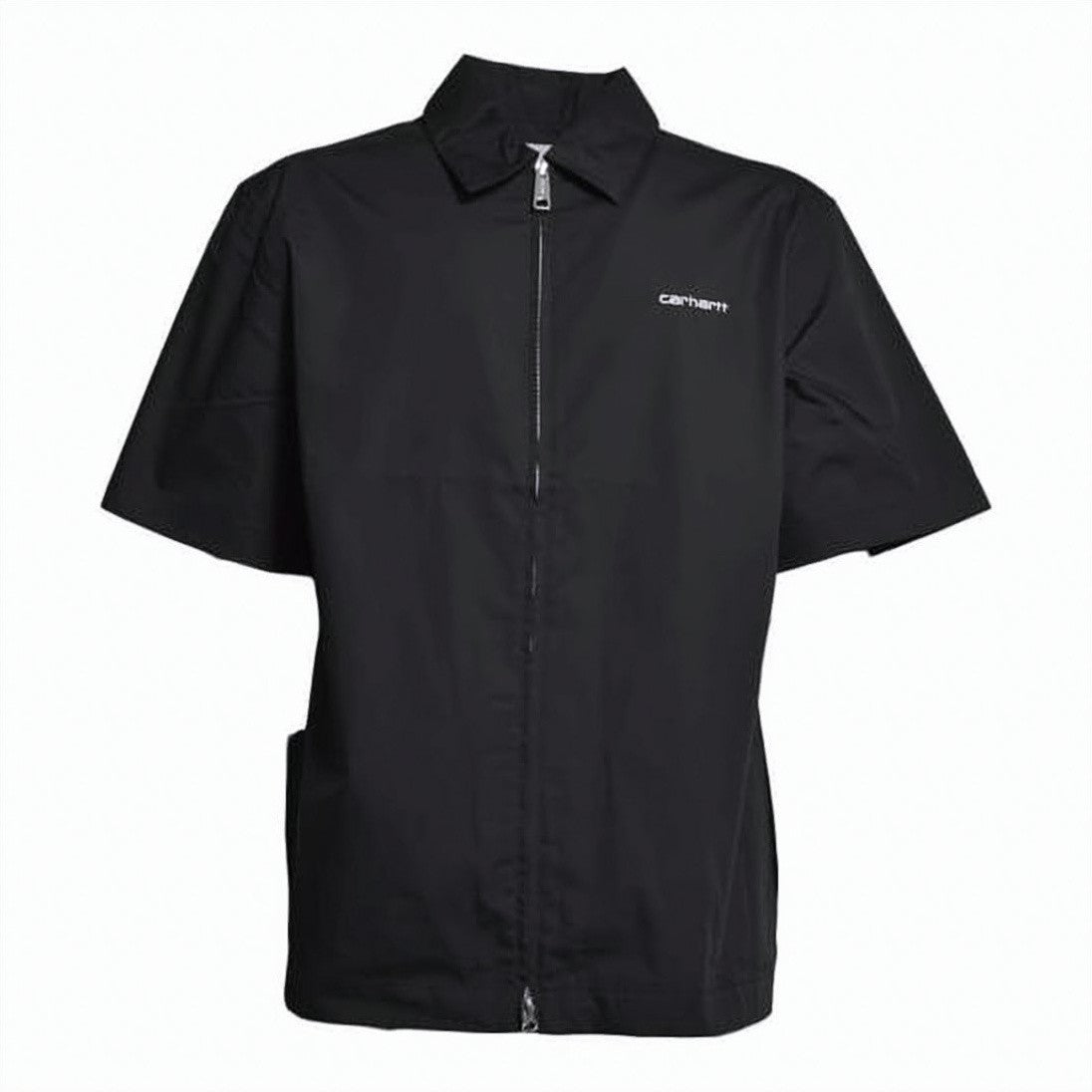 Carhartt Wip Black Short-Sleeve Front Zip Logo Shirt