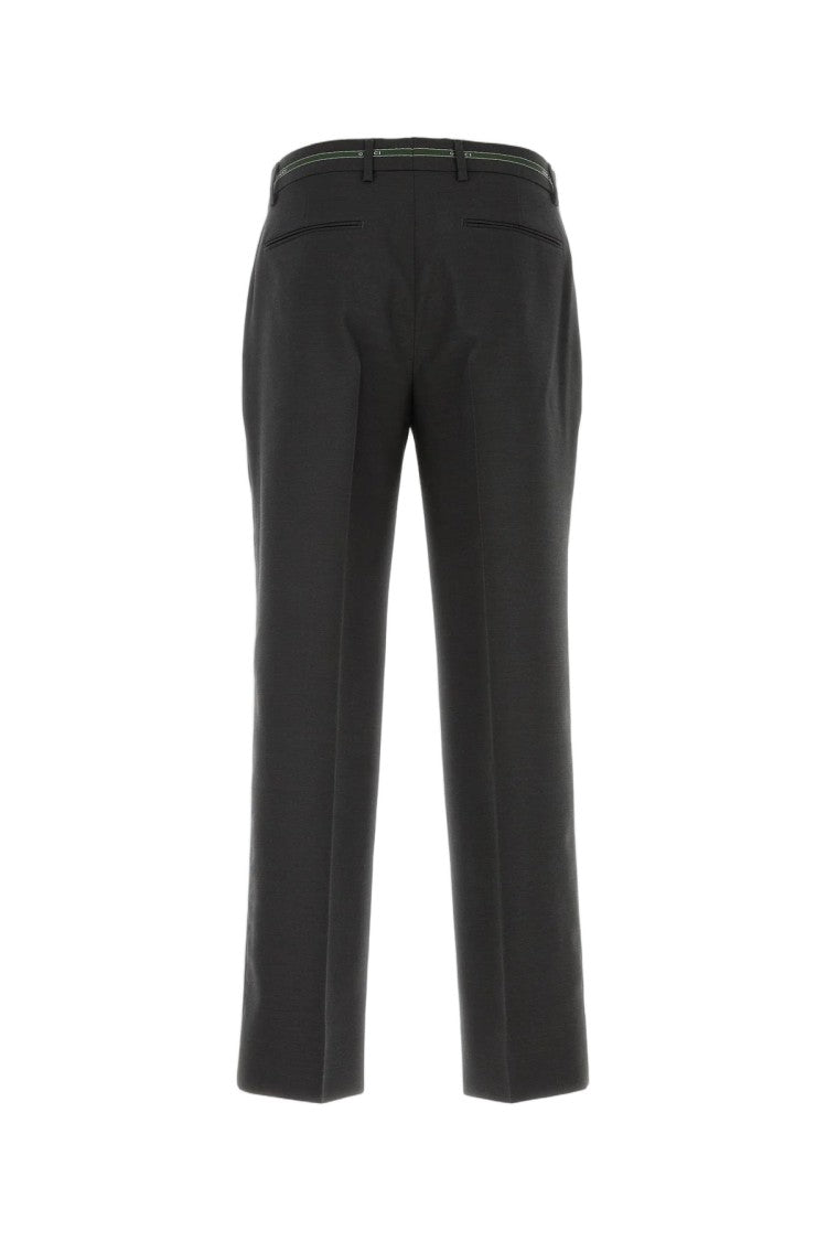 Gucci Selvedge Design Black Wool Pants With Tailored Fit