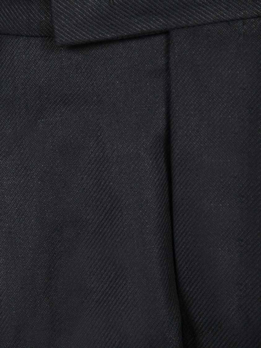 Pt Torino Cotton-Linen Black Trousers