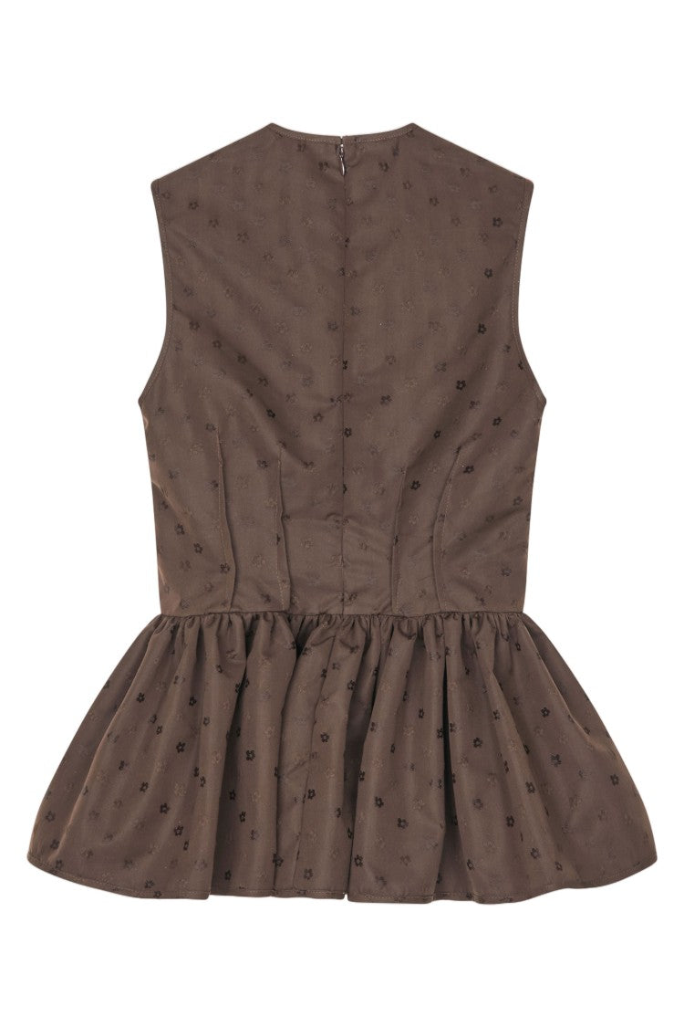 Cecilie Bahnsen Iris Jacquard Peplum Top With Exposed Stitching