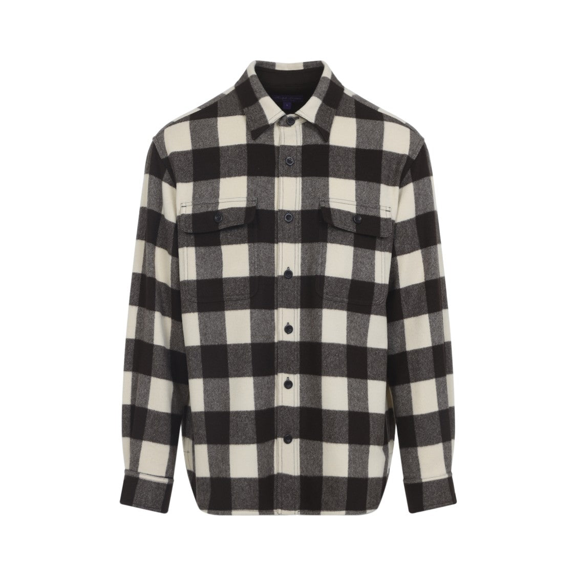 Ralph Lauren X Purple Label Classic Checkered Wool Shirt With Button-Down Front