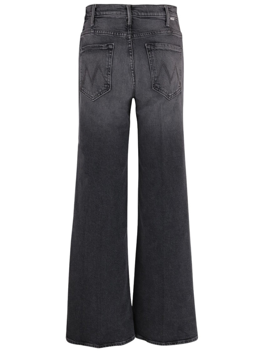Mother Dark Gray Stretch Cotton Jeans With Classic Five-Pocket Design