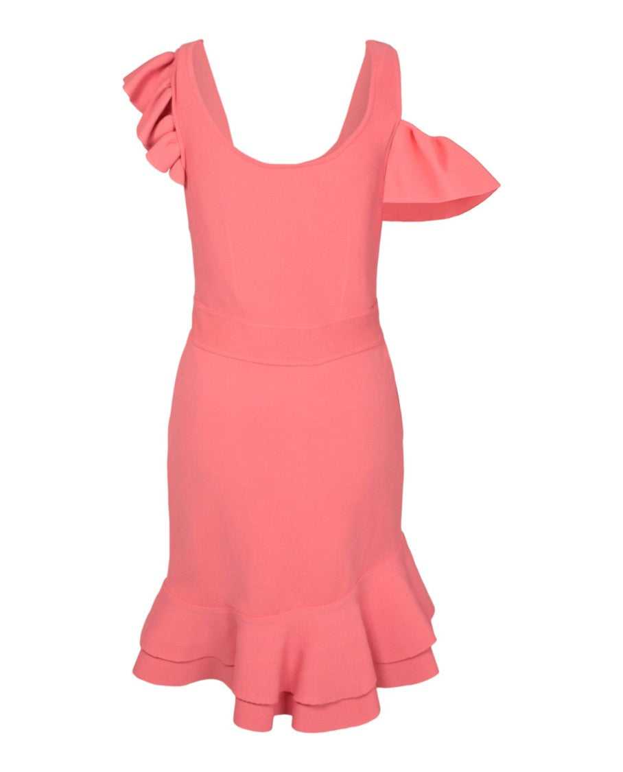 Alexander Mcqueen Compact Knit Mini Ruffle Dress