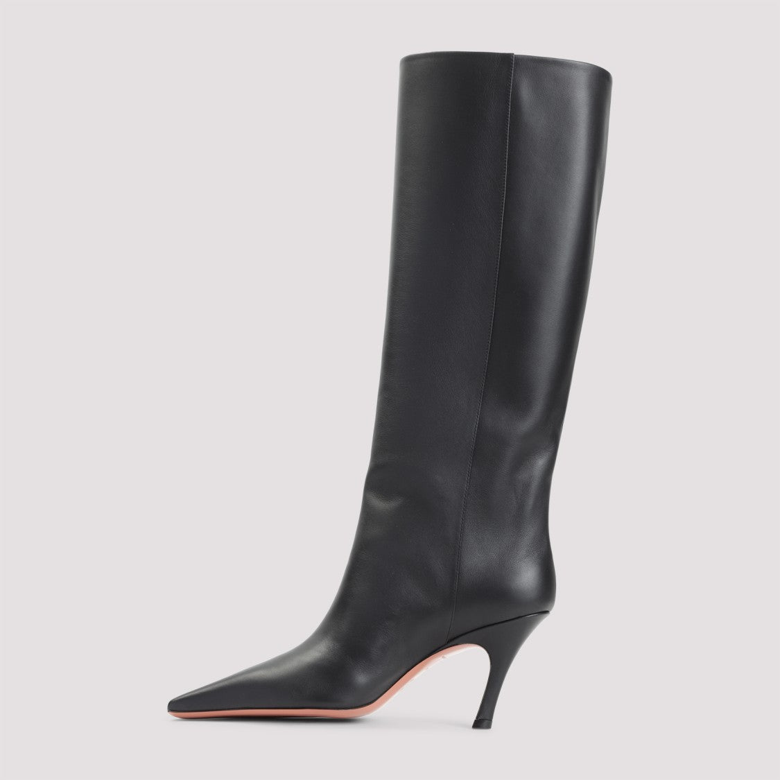 Amina Muaddi Pointed Toe Black Ankle Boots