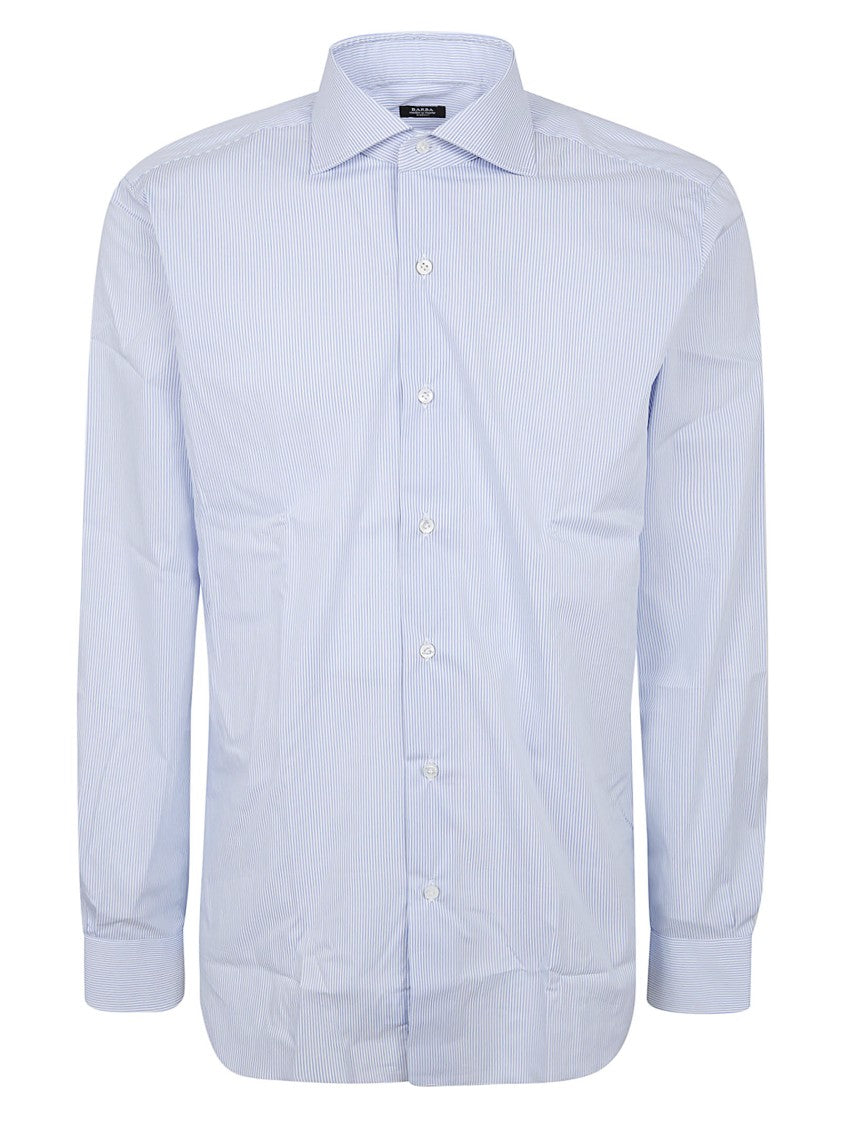 Barba Pinstripe Long Sleeve Shirt With Structured Collar
