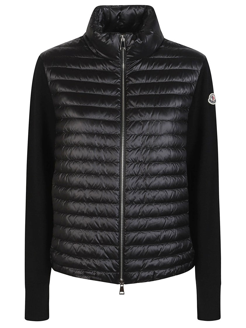Moncler Tricot Cardigan Quilted High Collar Cardigan