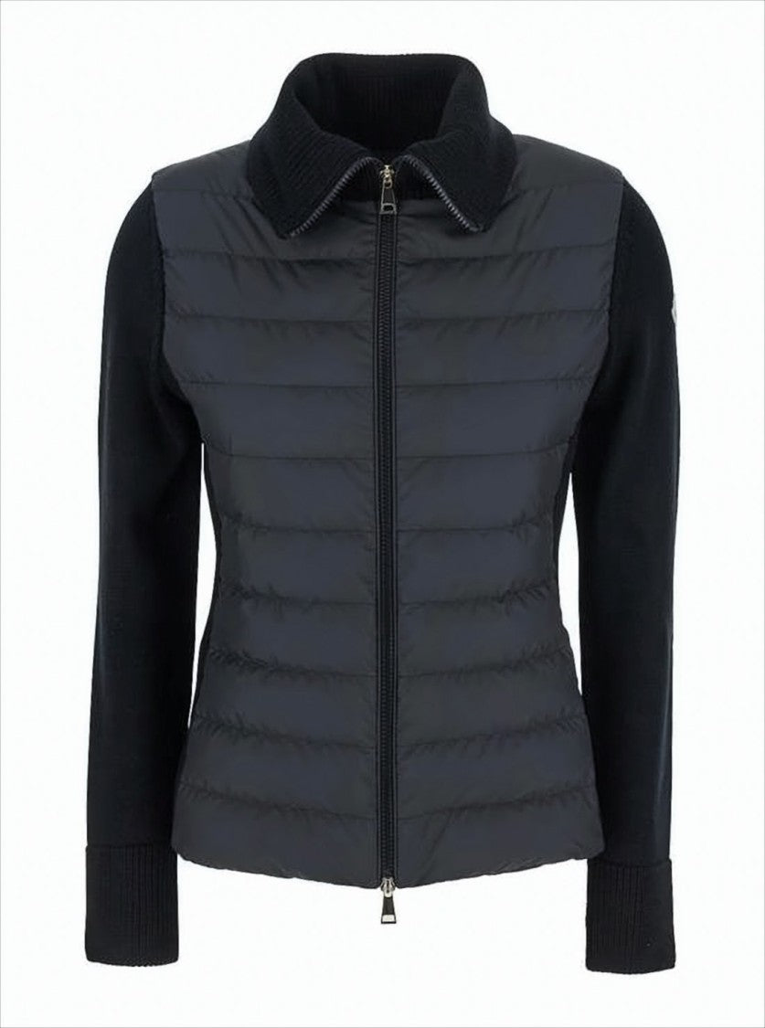 Moncler Quilted Padded Jacket With Knitted Sleeves