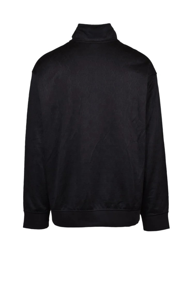Armani Exchange Black Embossed Hooded Hoodie