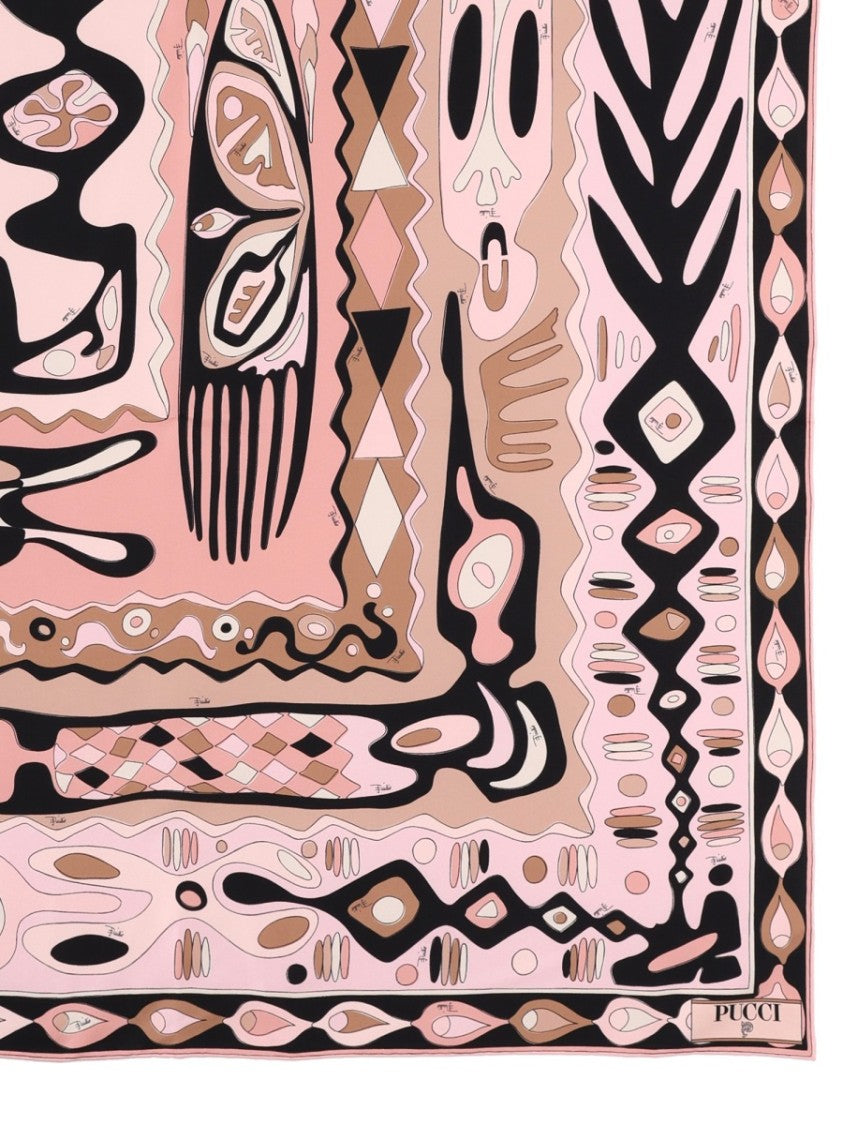 Pucci Abstract Pattern Silk Foulard With Geometric Motifs