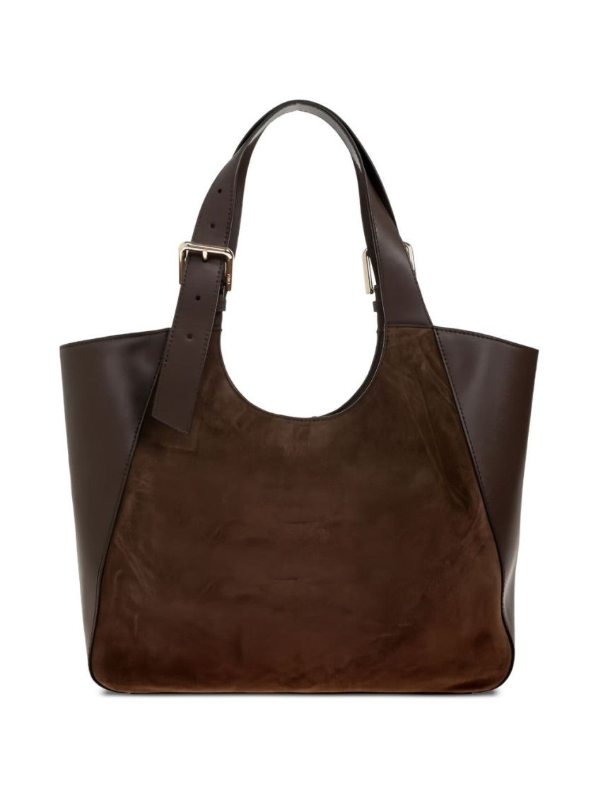Furla Structured Handbag With Smooth And Suede Leather Panels
