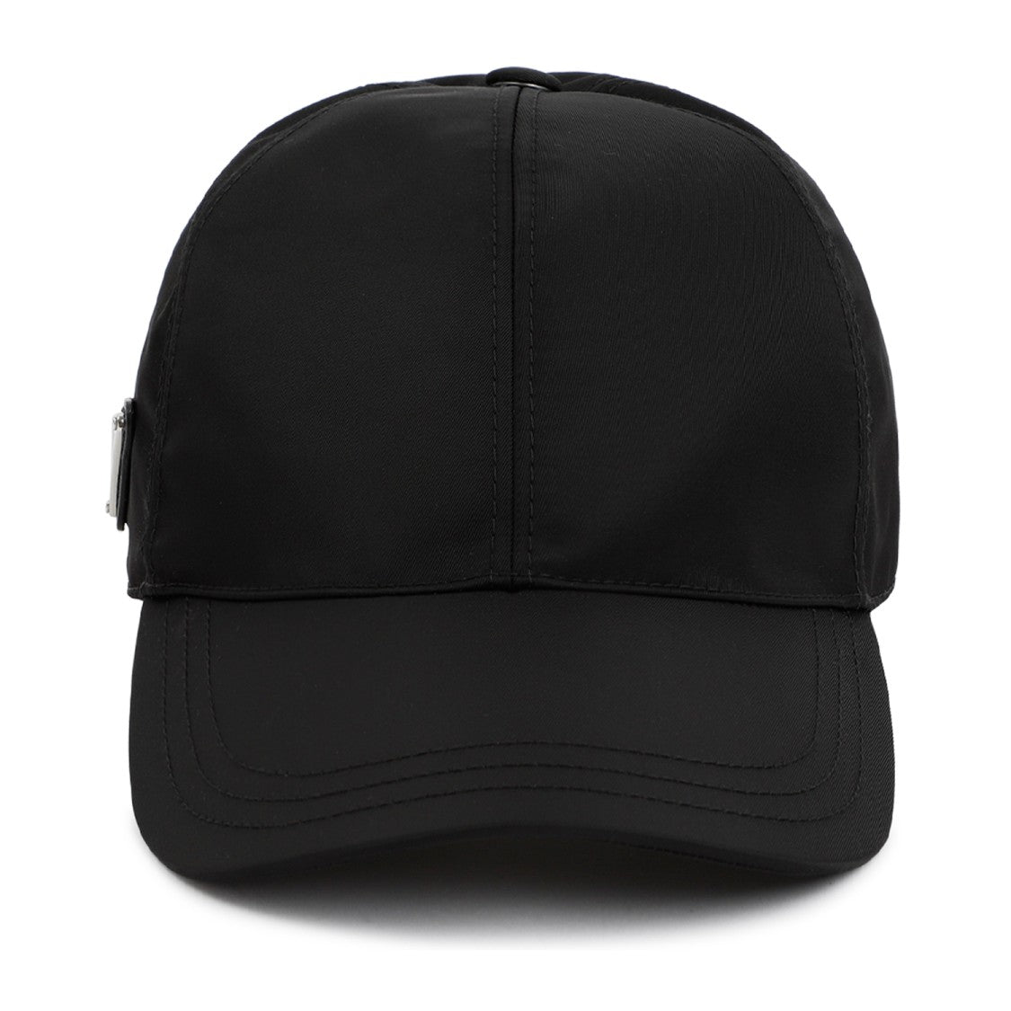 Prada Black Six-Panel Hat With Adjustable Strap And Iconic Logo