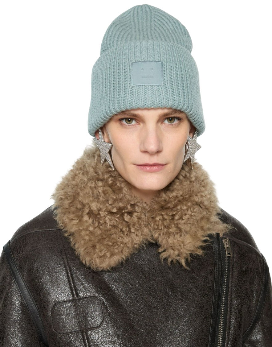 Acne Studios Ribbed Knit Pansy Beanie In Blue