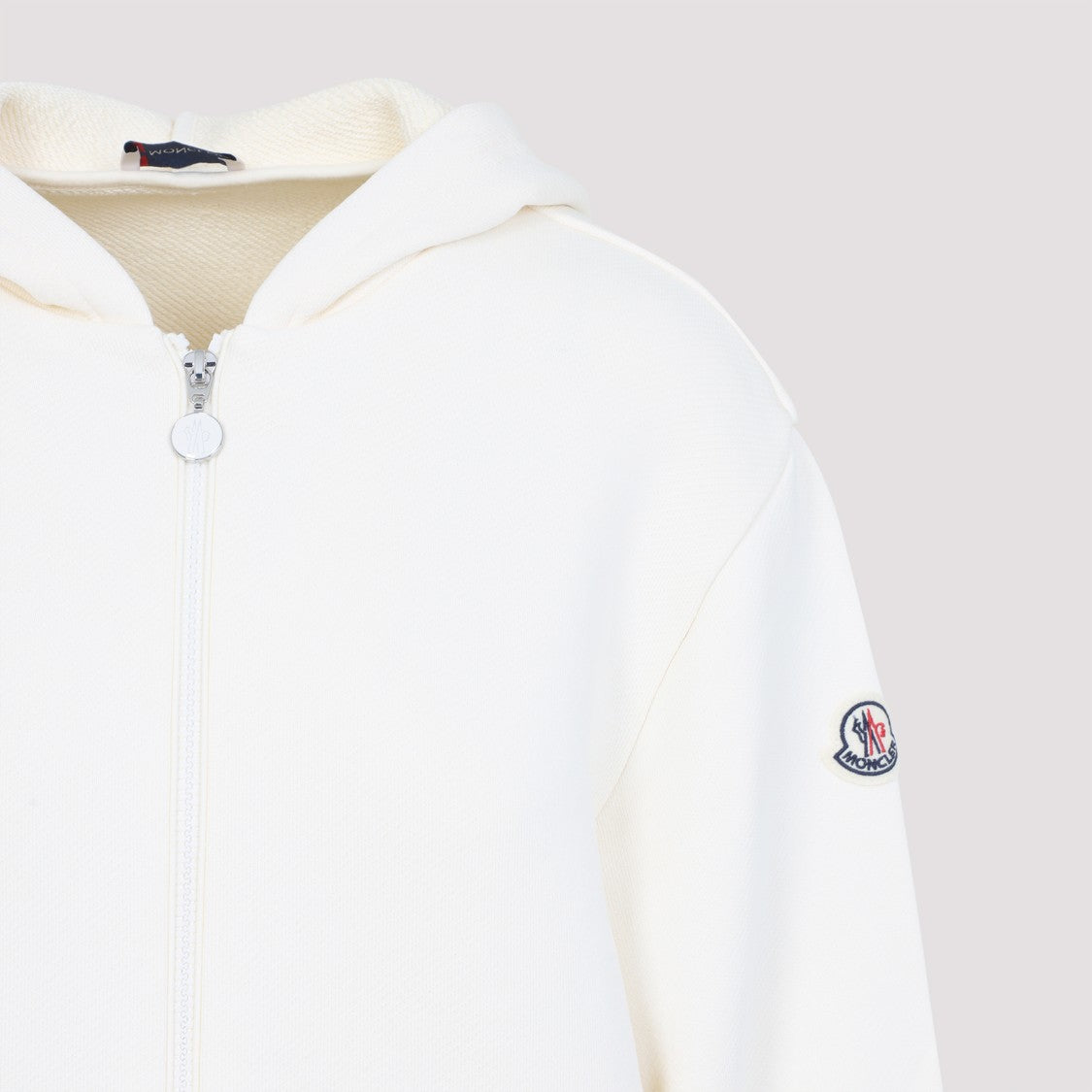 Moncler Zip Up White Cotton Jacket