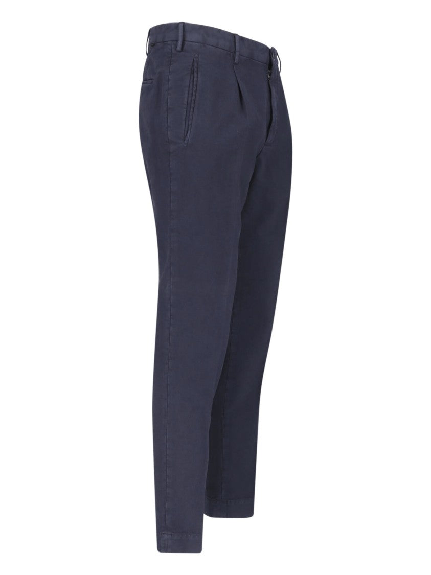 Incotex Blue Cotton Straight-Leg Pants