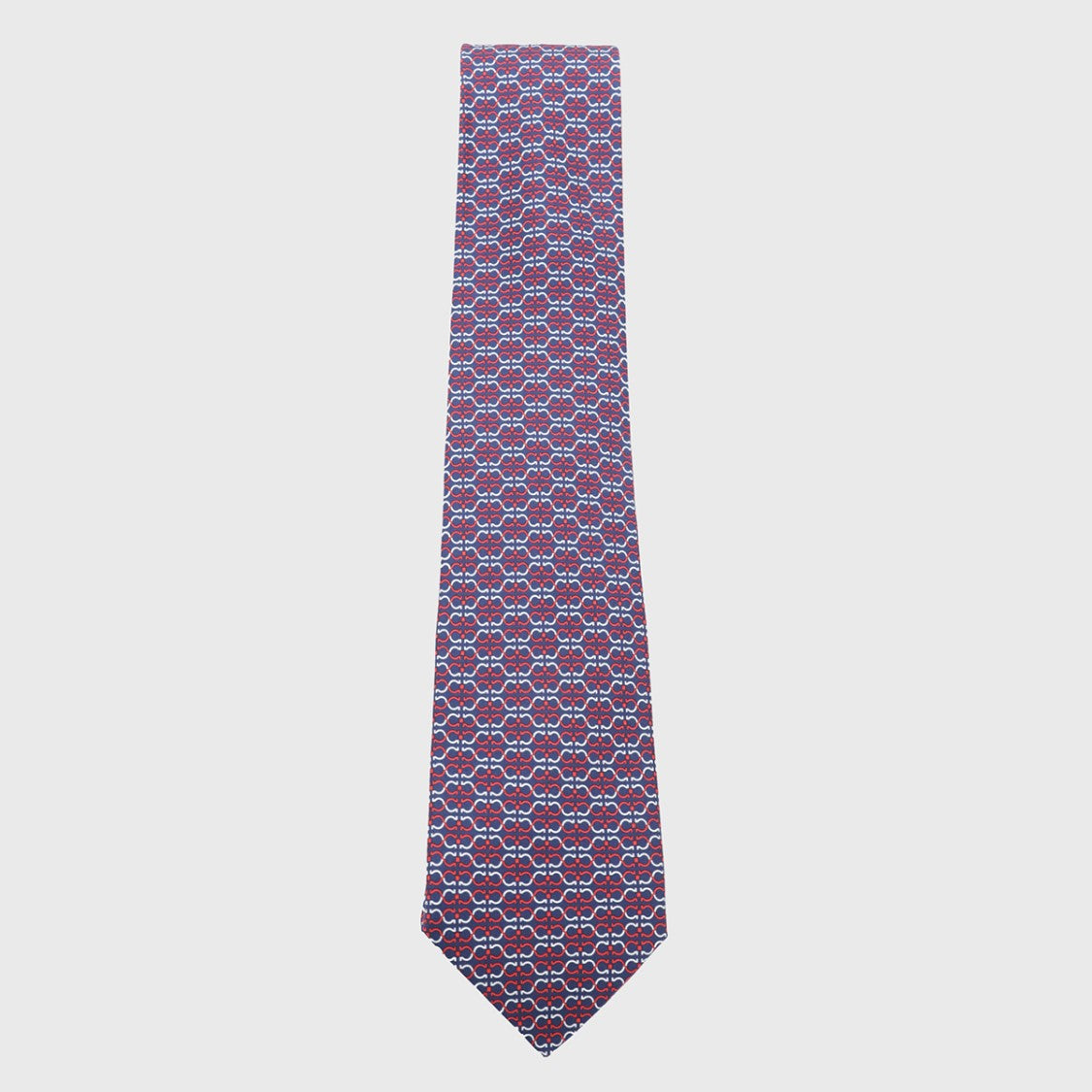 Ferragamo Geometric Pattern Necktie In Shades Of Blue