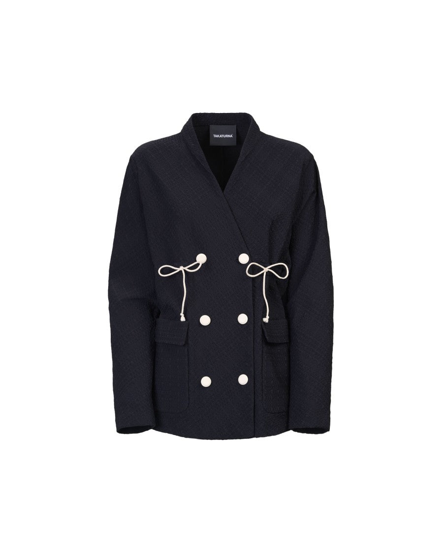 Takaturna Midnight Black Double-Breasted Kinetic Jacket