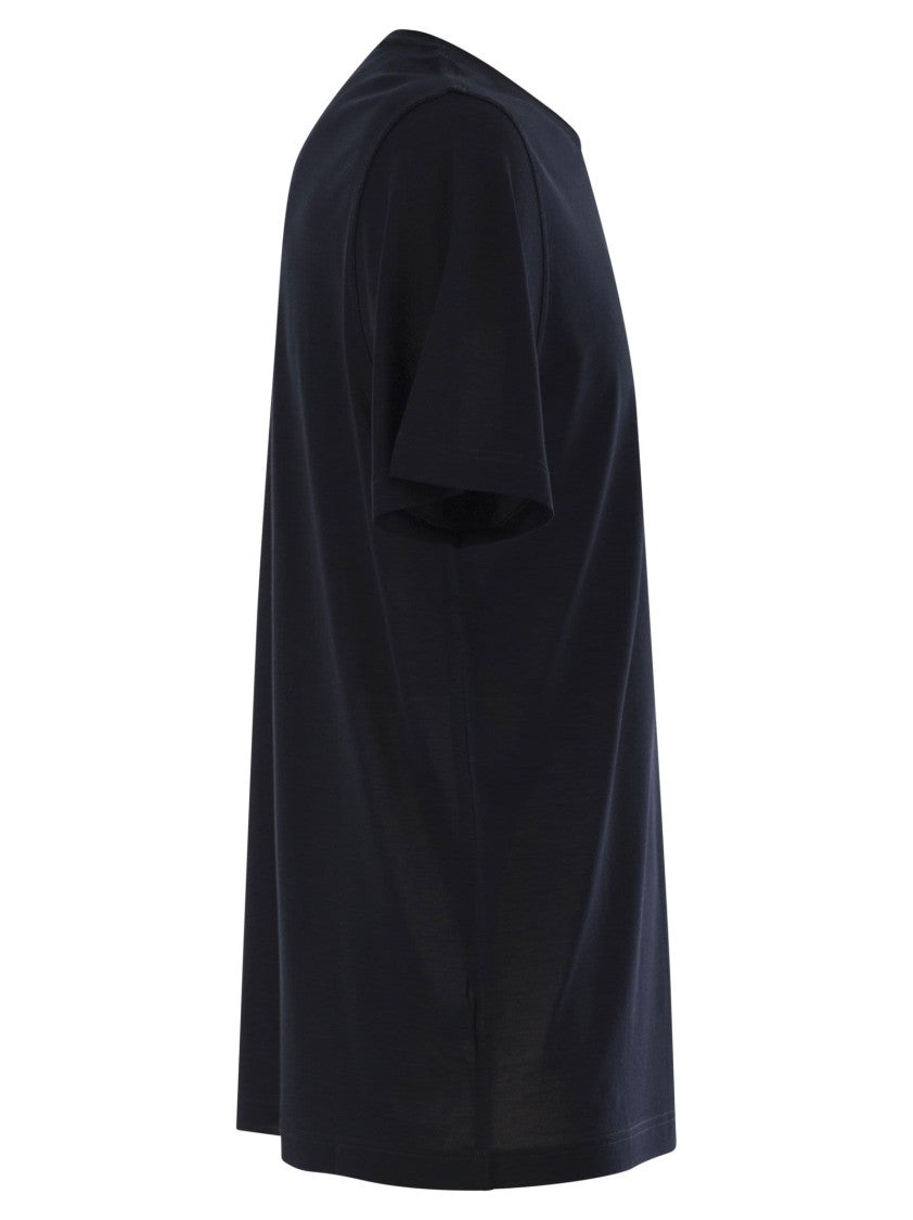 Kiton Crew-Neck Cotton T-Shirt With Signature Logo