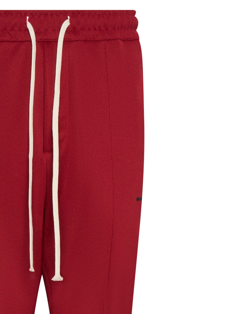 State Of Order Wide Tapered Red Trousers With Elastic Waistband