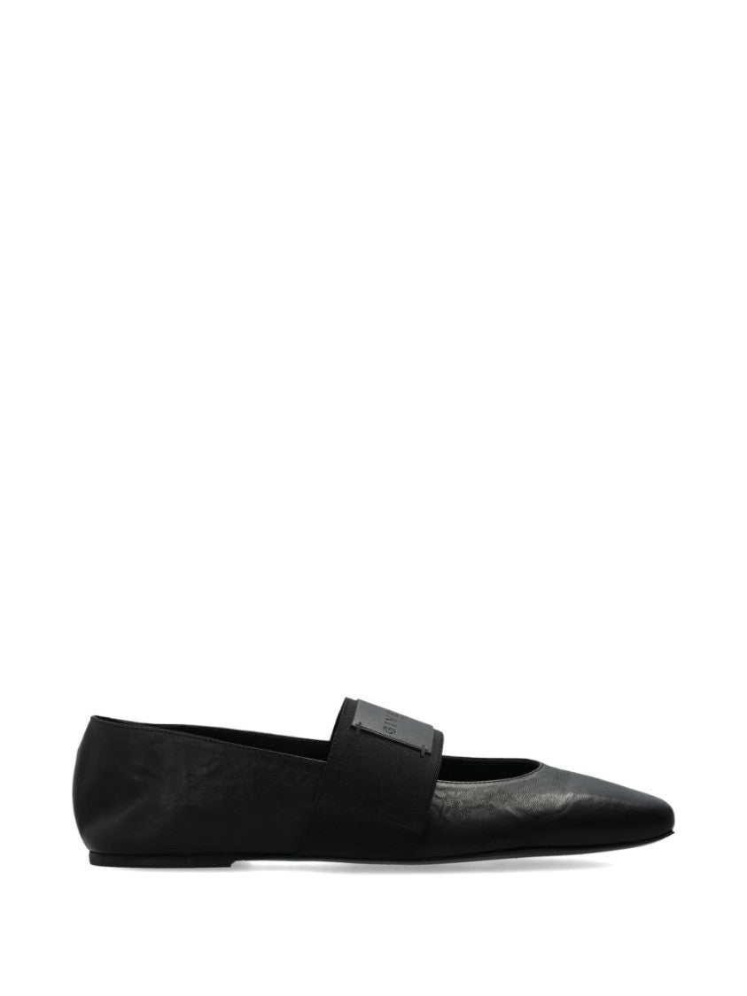 Givenchy Black Minimalist Square Toe Leather Flats