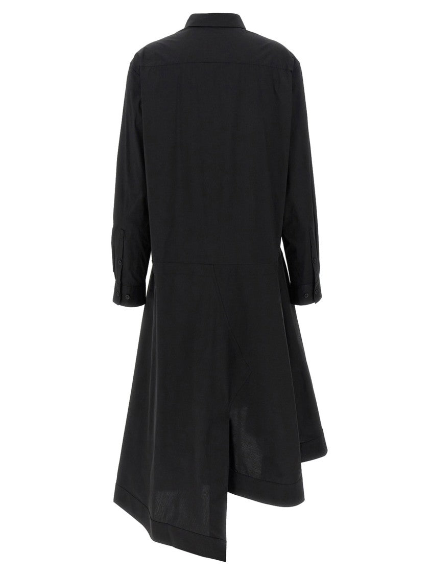 Y-3 Asymmetrical Hem Cotton Blend Chemisier Dress