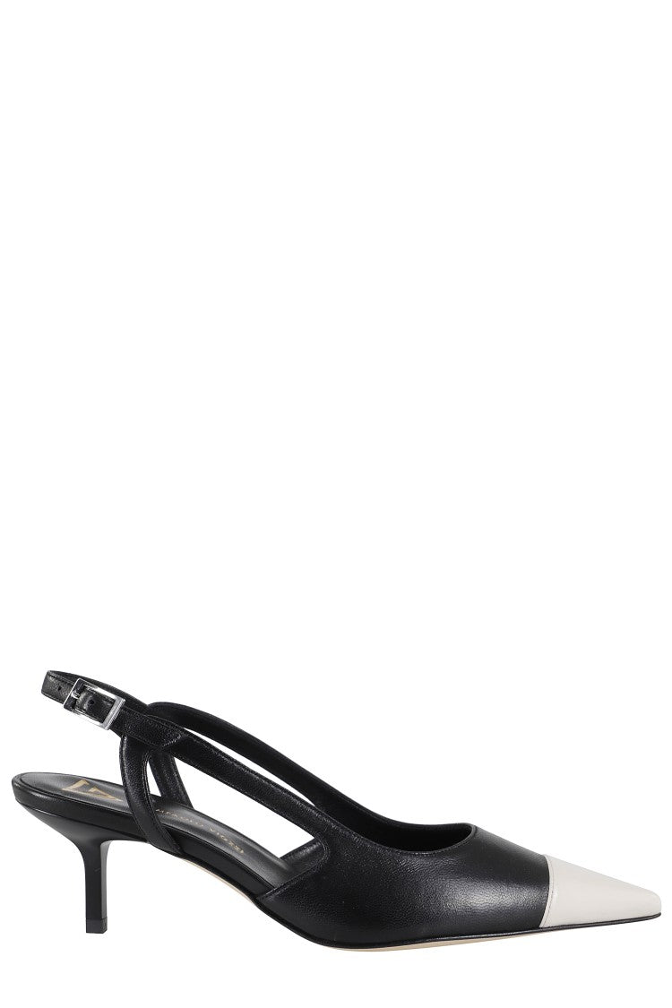 Giampaolo Viozzi Pointed Toe Nappa Leather Pumps With Adjustable Slingback
