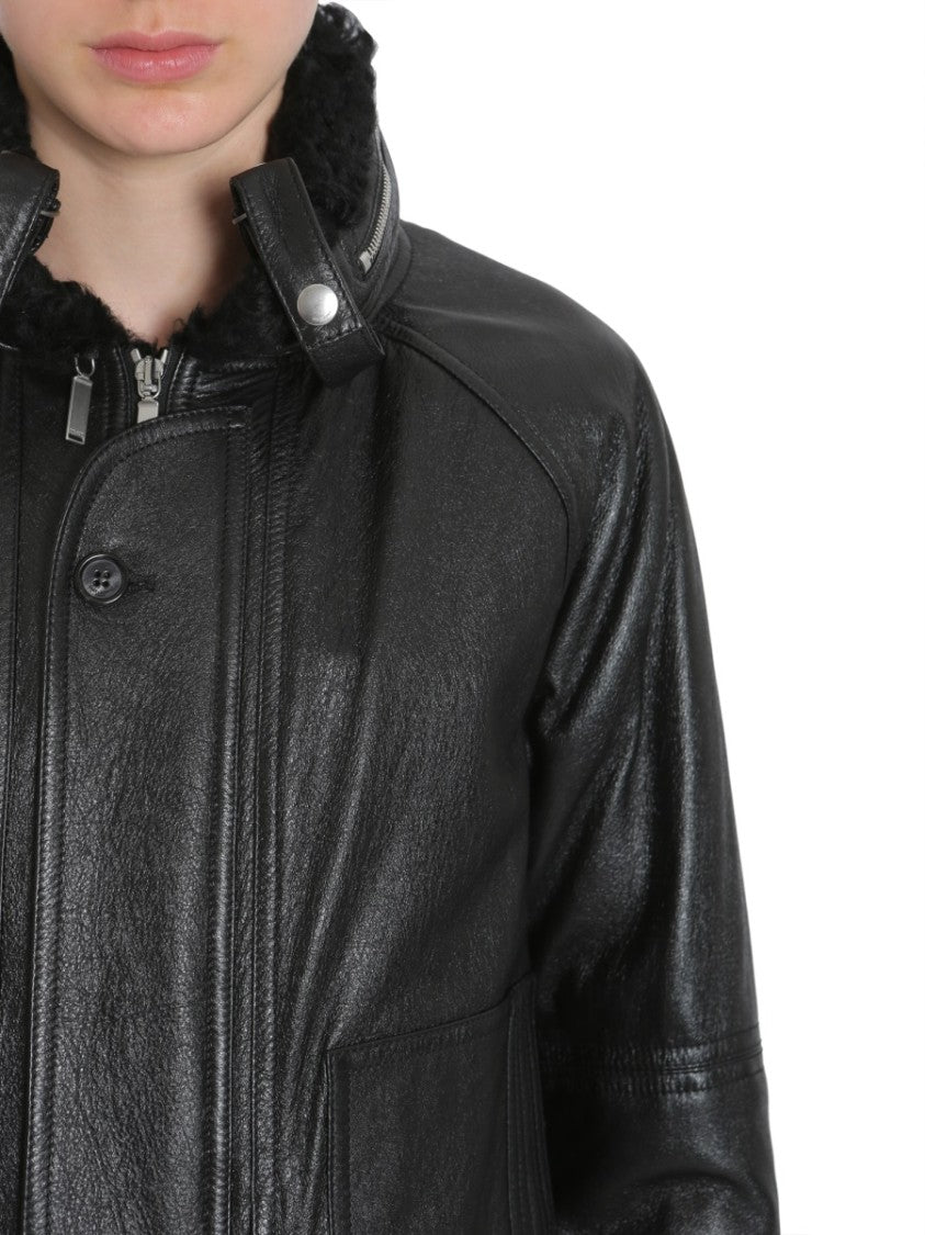 Saint Laurent Black Leather Bomber Jacket