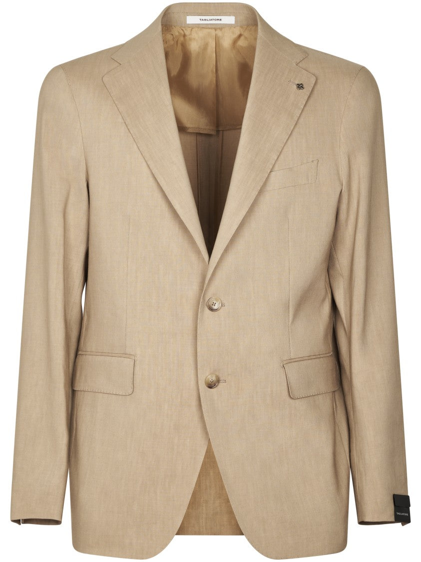 Tagliatore Beige Tailored Jacket With Two-Button Front