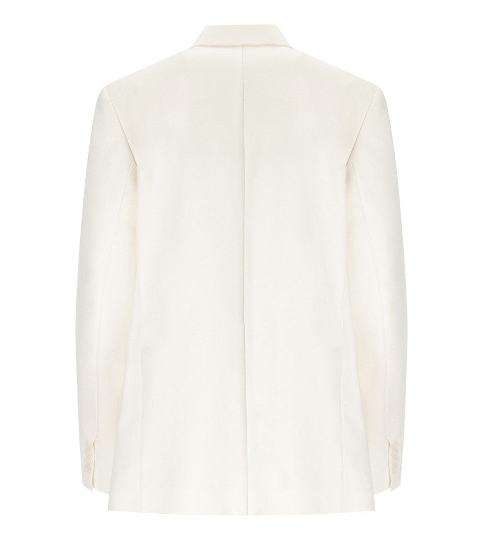 Essentiel Antwerp Hollow White Pinstriped Double-Breasted Jacket