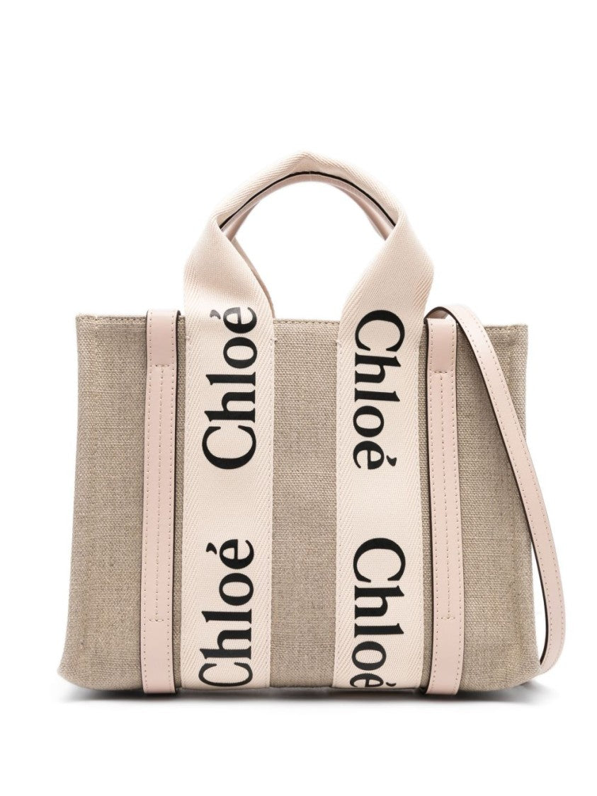 Chloé Beige Small Woody Rectangular Tote Bag