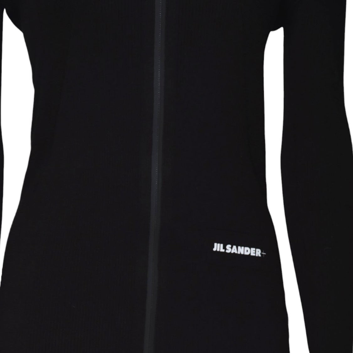 Jil Sander Black Cotton Zip Up Fitted Cardigan