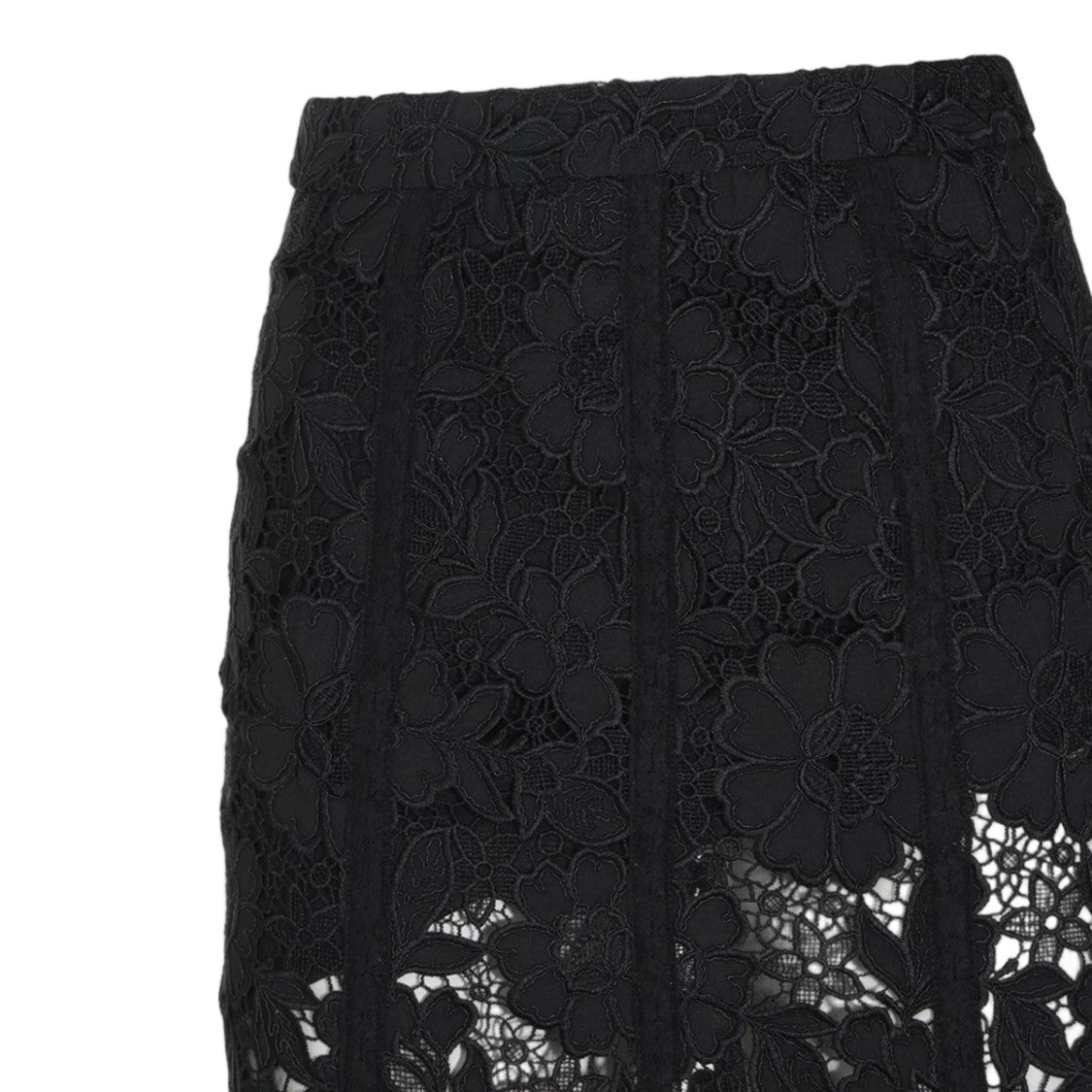 Self-Portrait Floral Lace Scalloped Hem Midi Skirt