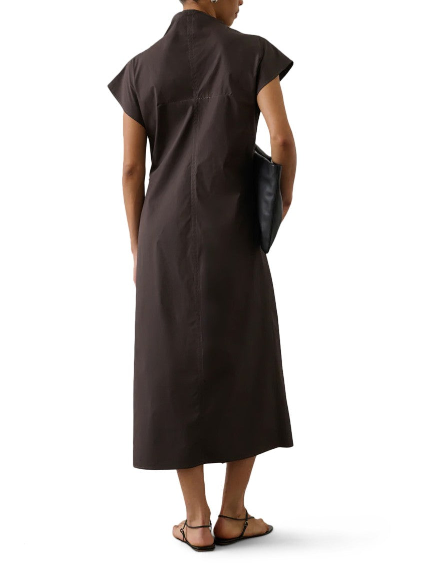 Soeur Wrap-Style Midi Dress With High Collar