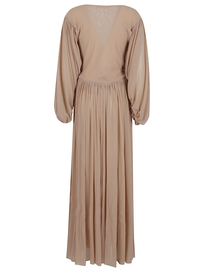 Philosophy Di Lorenzo Serafini Deep V-Neck Maxi Dress With Billowy Sleeves