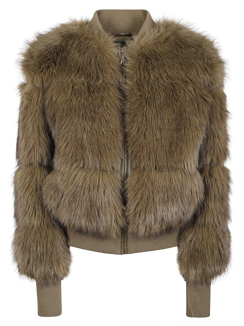 Patrizia Pepe Cropped Plush Faux Fur Down Jacket