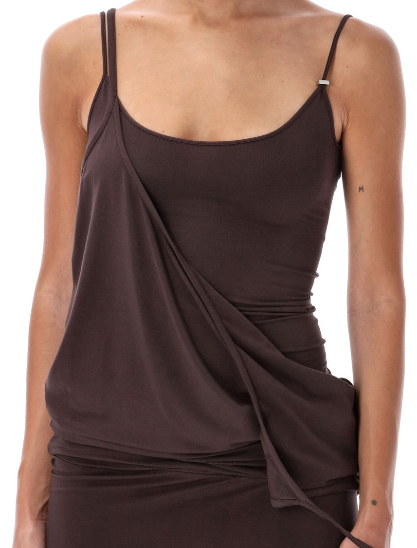 The Attico Dark Brown Midi Dress