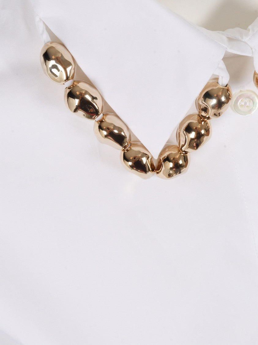 Fabiana Filippi Boxy Poplin Shirt With Stone Embellished Collar