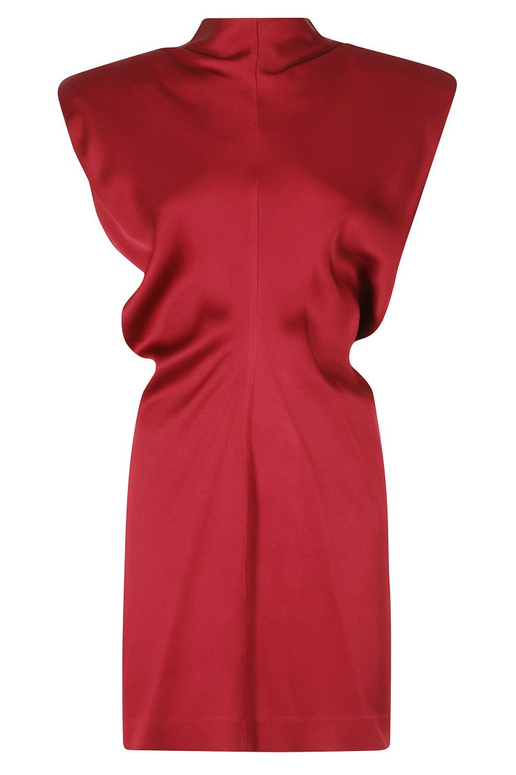 Federica Tosi Ruby Padded Straps Front Pleat Acetate-Blend Mini Dress
