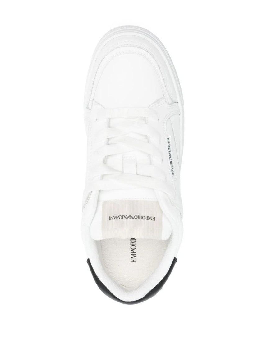 Emporio Armani Minimalist White Trainers With Contrasting Heel Tab