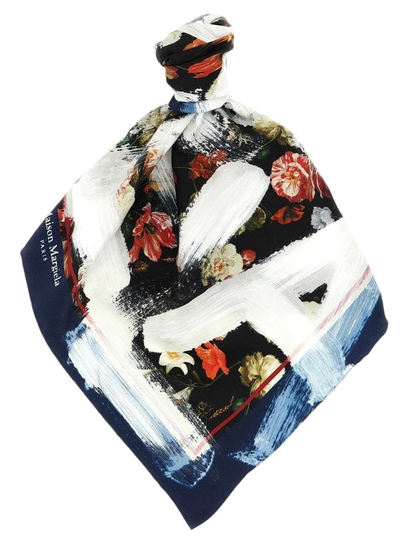 Maison Margiela Multicolor Brushstroke Accents Silk Scarf