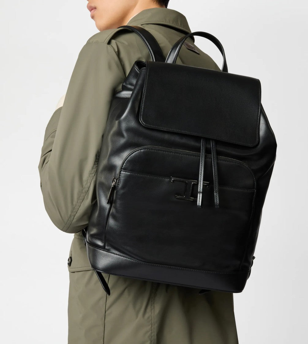 Tod's Calfskin Leather Backpack With Subtle Logo Detail