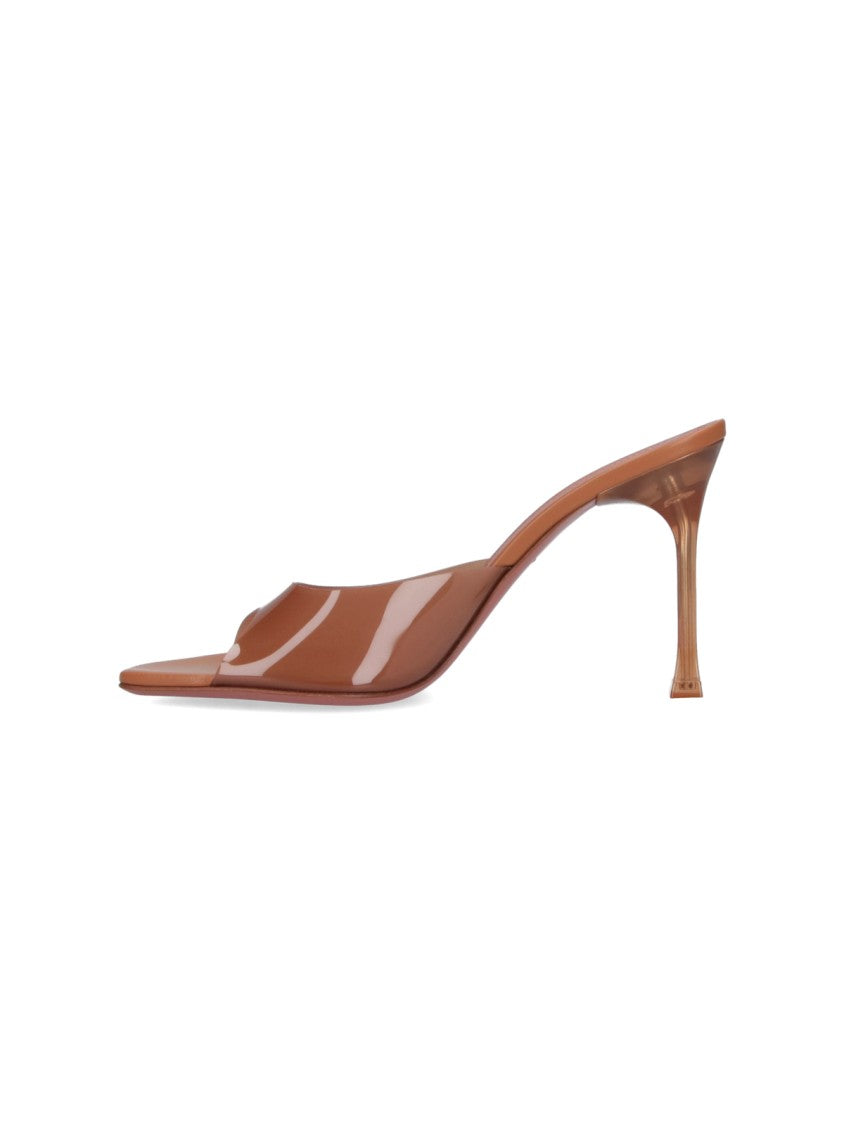 Amina Muaddi Pink Translucent Sculpted Stiletto Mule