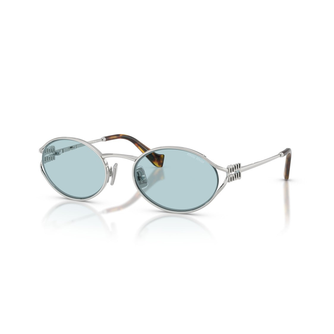 Miu Miu 0Mu 52Ys Oval Blue-Tinted Sunglasses