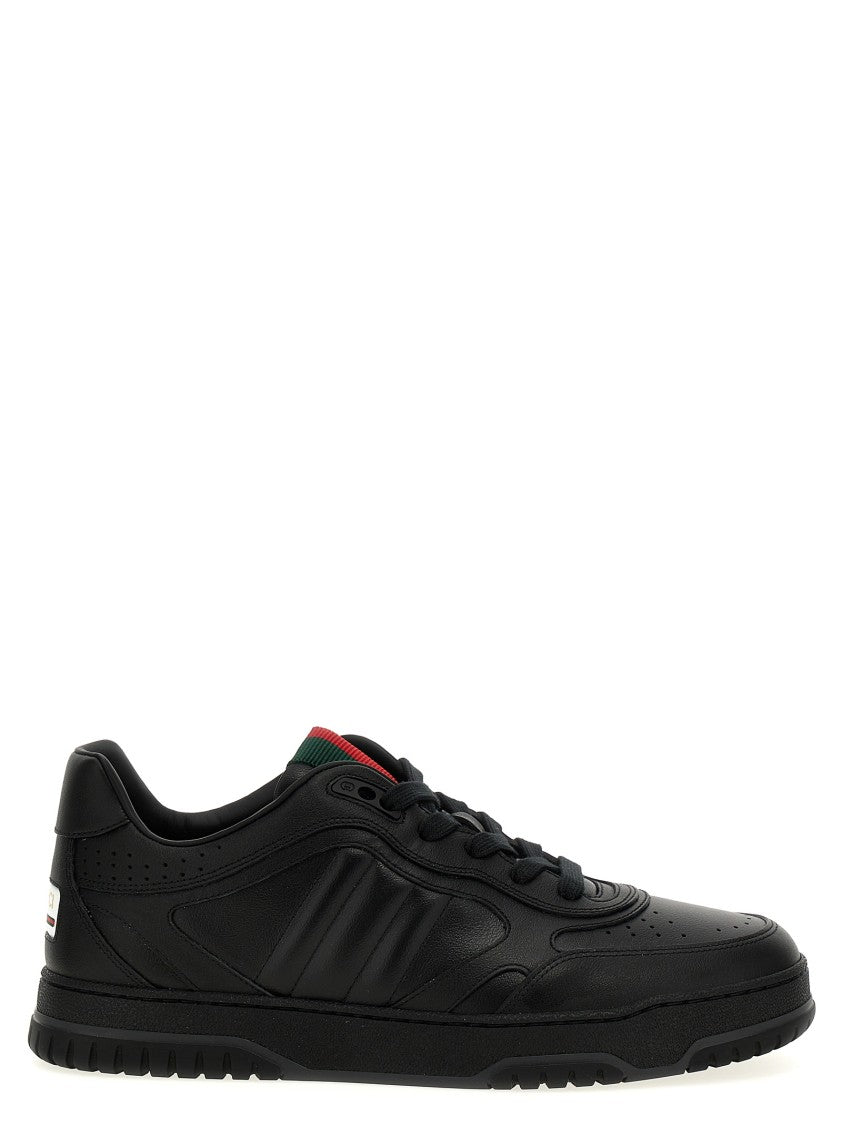 Gucci Low-Top Leather Sneakers With Web Ribbon Detail