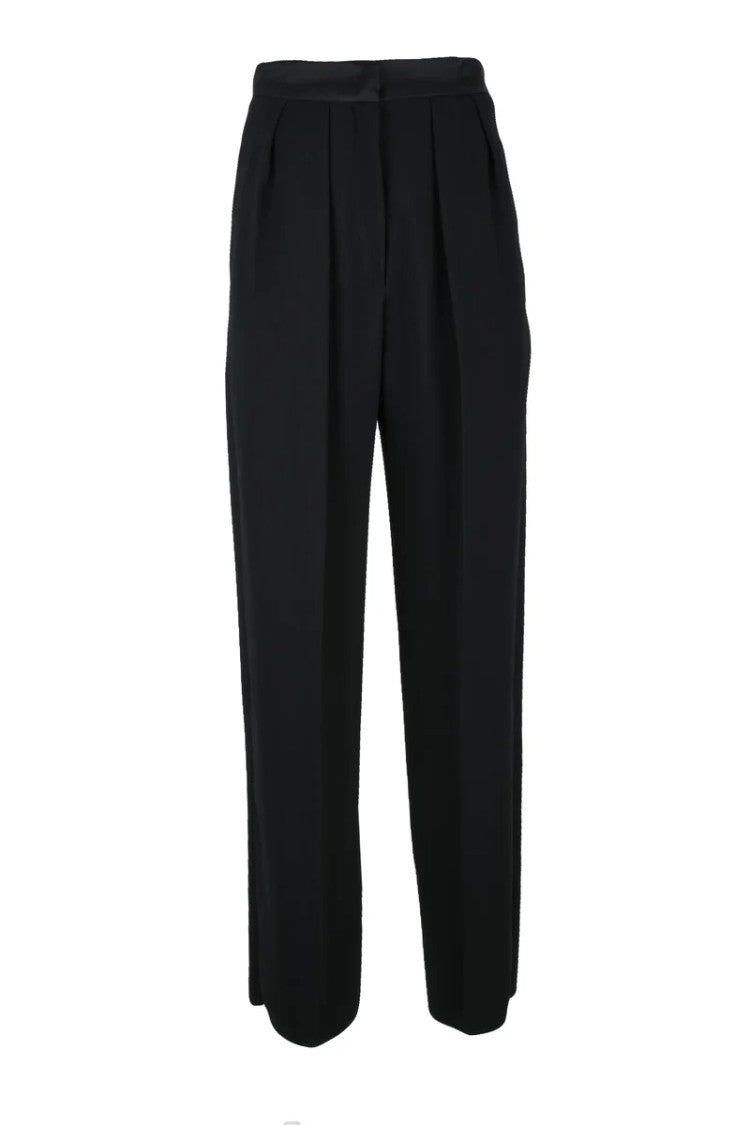 Marella Art.365 Classic Black Trousers With Pleated High Waist And Functional Pockets