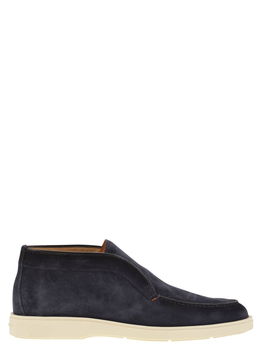 Santoni Blue Suede Desert Boot