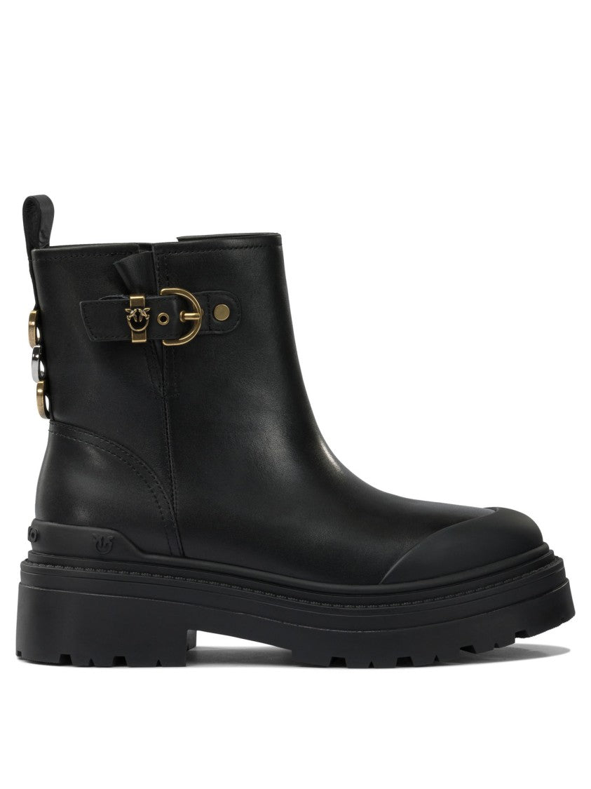 Pinko Calf Leather Ankle Boots