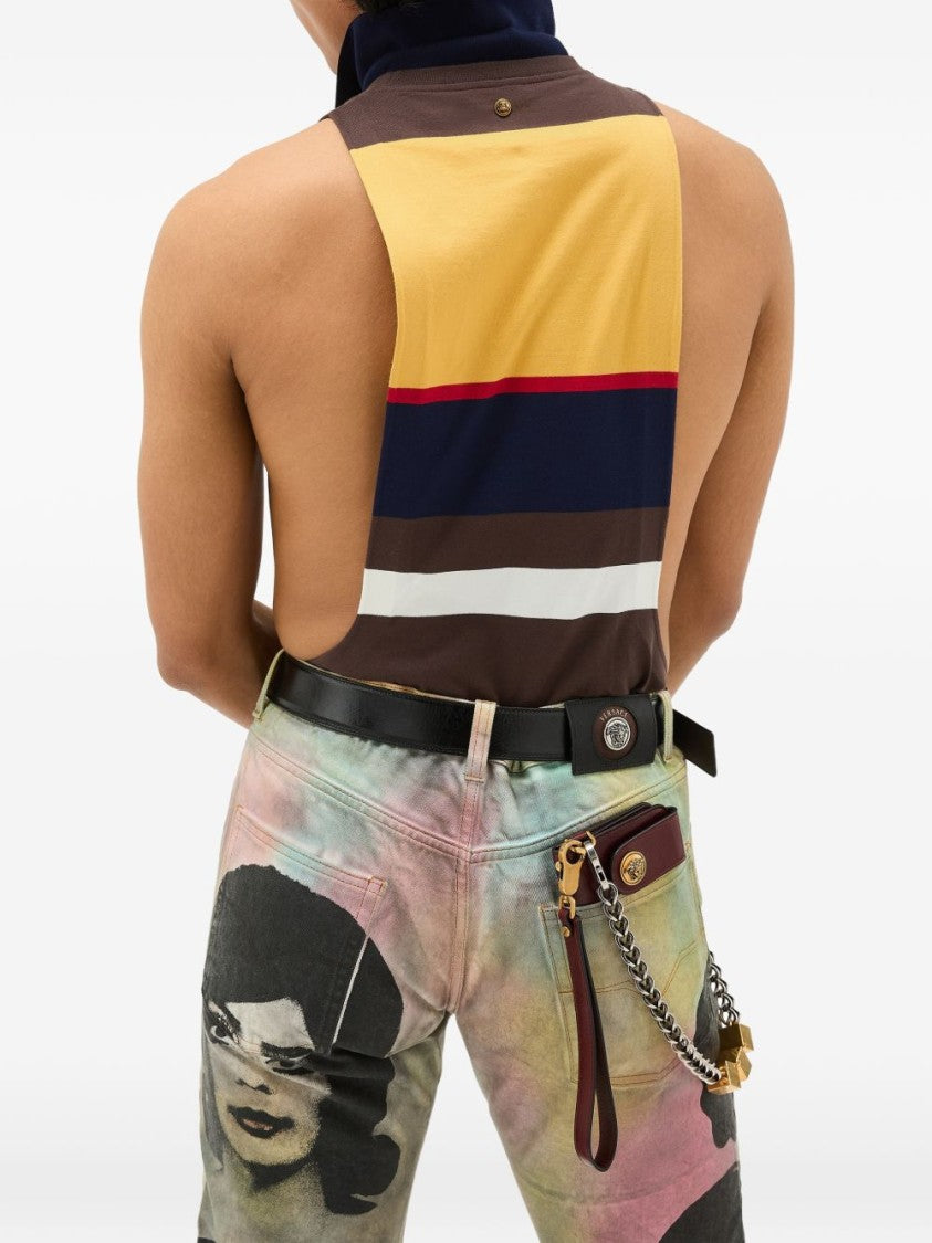 Versace Color-Blocked Sleeveless Knitwear With Avant-Garde Silhouette