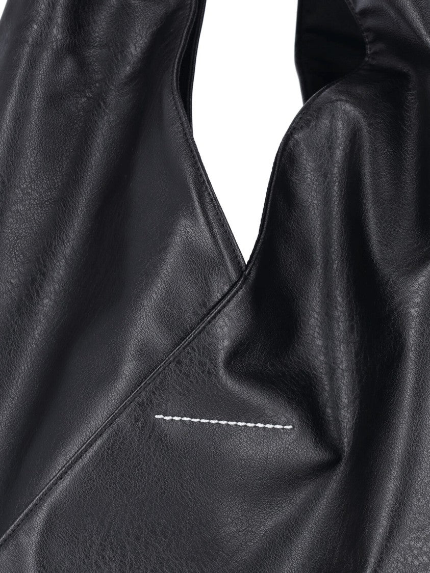 Mm6 By Maison Margiela Black Japanese Triangular Eco-Leather Tote Bag