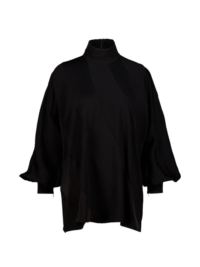Zimmermann High-Neck Puffed-Sleeve Cotton Shirt