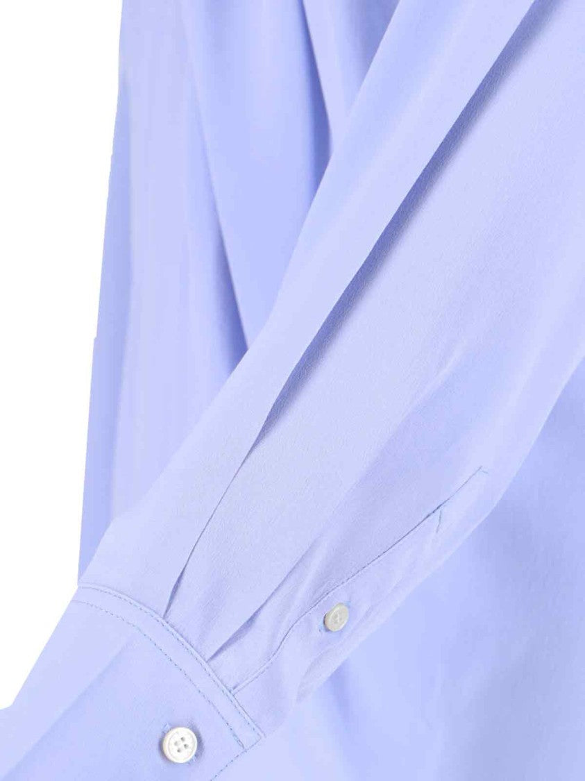 Victoria Beckham Silk Lavallière Shirt Light Blue